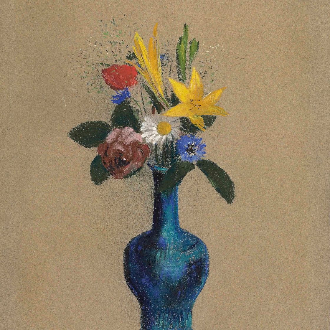 Odilon Redon — Букет цветов в голубой вазе