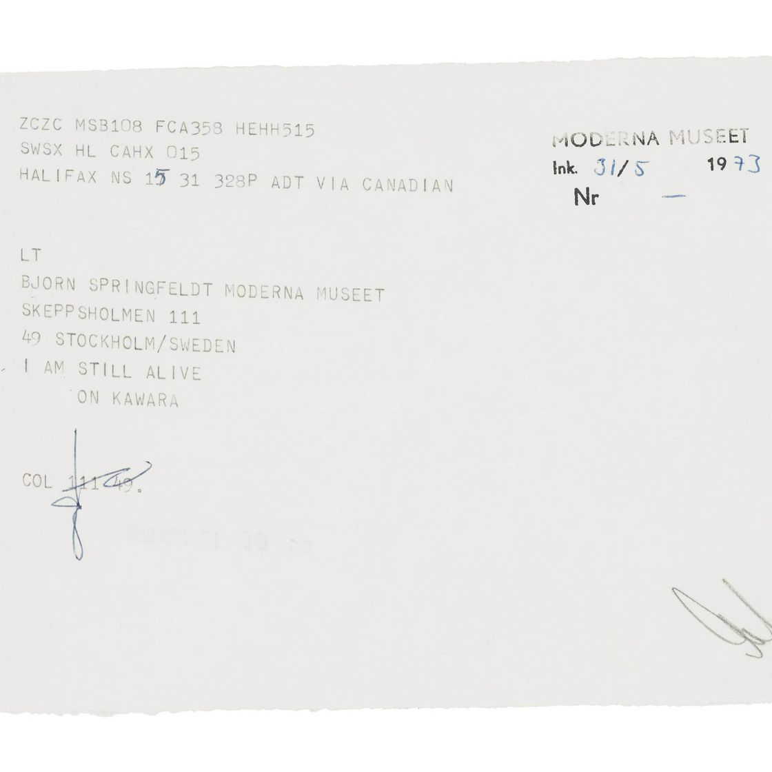 On Kawara — Я все еще жив