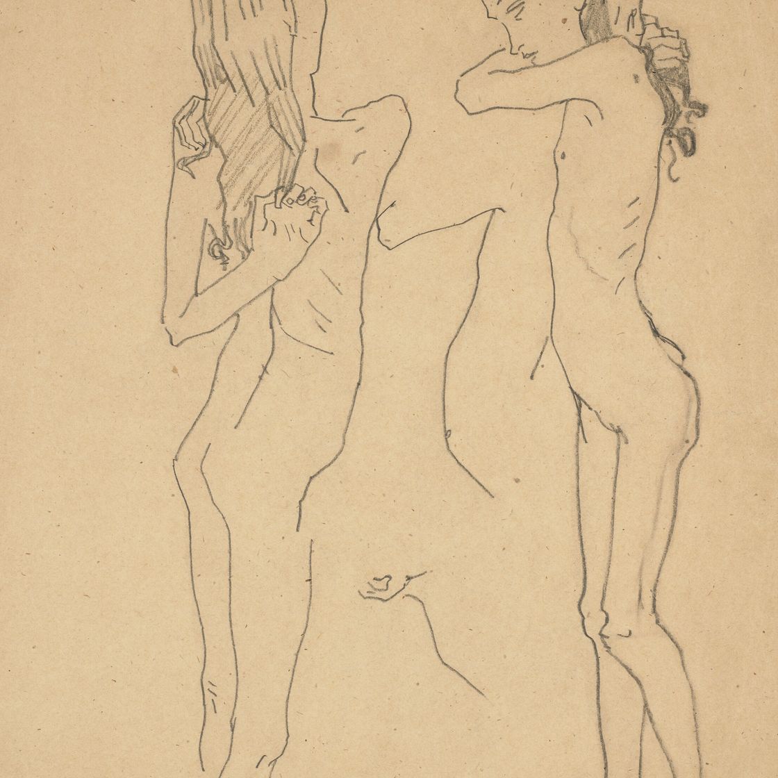 Oskar Kokoschka — Цвей выступает в студии имени Лилит Ланг, танцовщицы из Геклеров (справа); Танцовщица из Лилит Ланг (слева), изображение 1