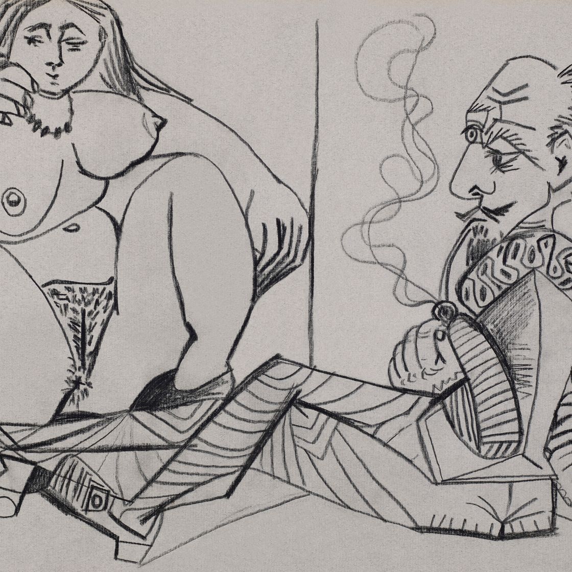 Pablo Picasso — Человек с трубкой в руках и без помощи, изображение 1