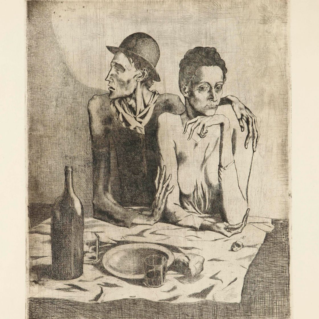 Pablo Picasso — Скромный обед, от: La Suite des Saltimbanques (Bloch 1; Baer 2 II b2)