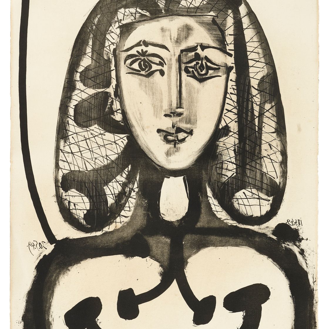 Pablo Picasso — По-женски, по-домашнему (Женщина в черном платье), изображение 1