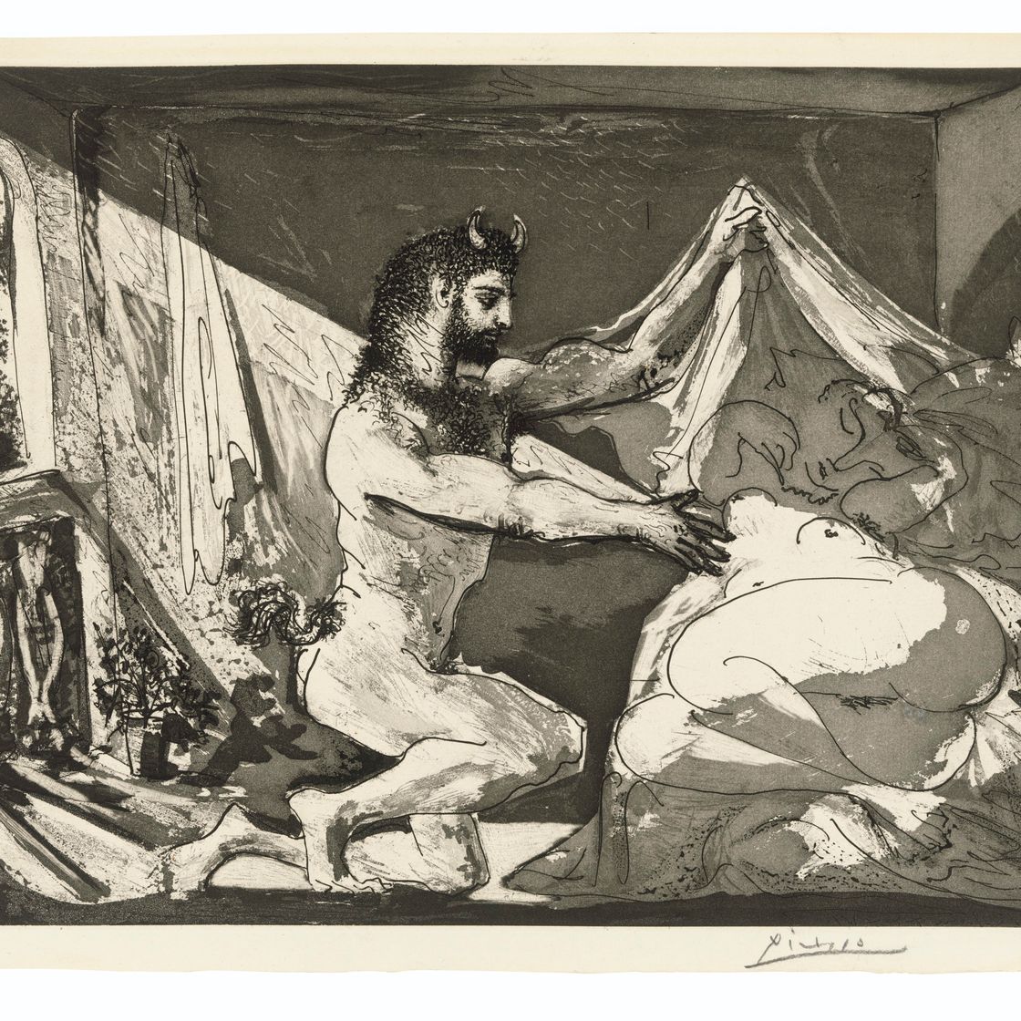 Pablo Picasso — Девственный фавн и женщина, от: La Suite Vollard, изображение 2