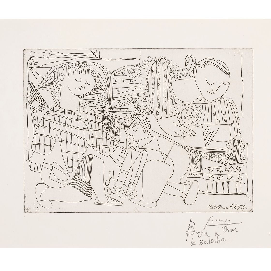 Pablo Picasso — Двое веселых парней и женщина на диване, я, изображение 1
