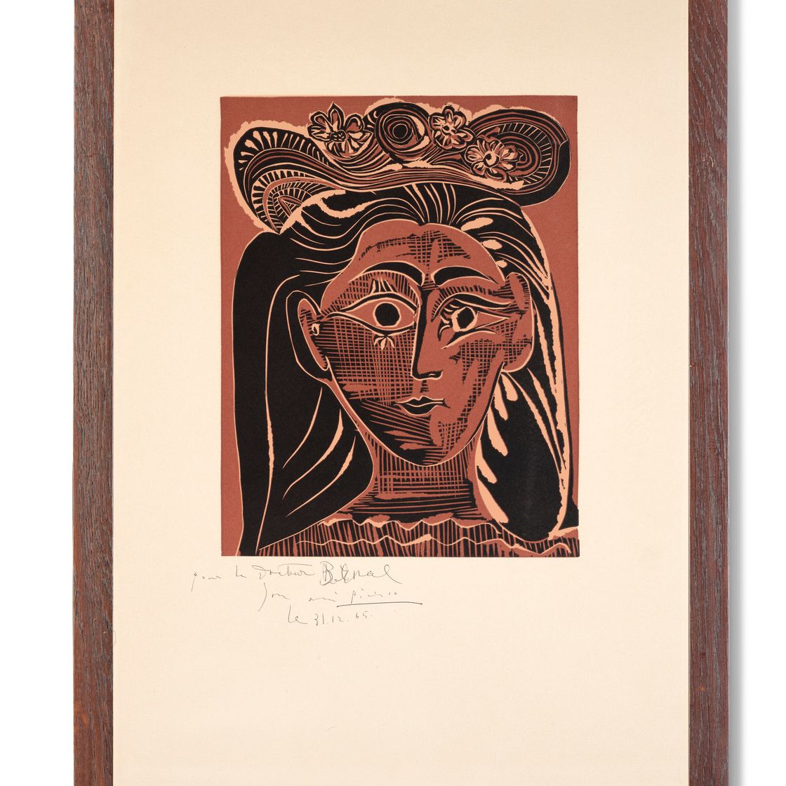 Pablo Picasso — Женщина в головной убор с цветами, изображение 1