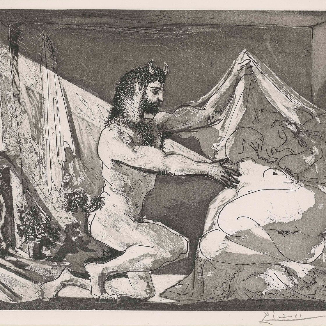 Pablo Picasso — Девственный фавн и женщина, от: La Suite Vollard