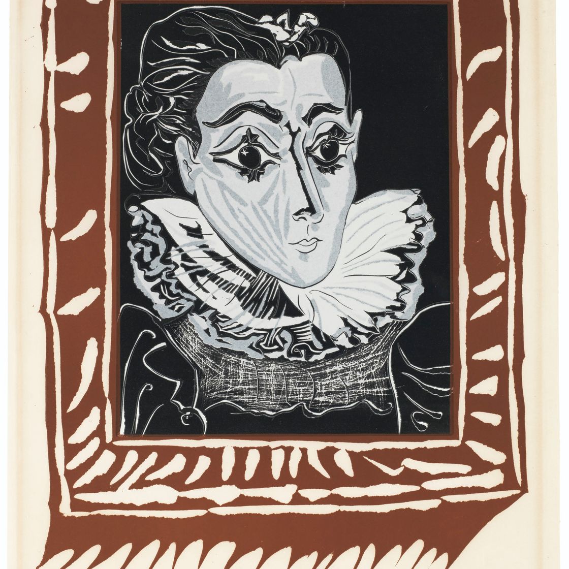 Pablo Picasso — Дама в колье (Портрет Жаклин в стиле Фрейз)