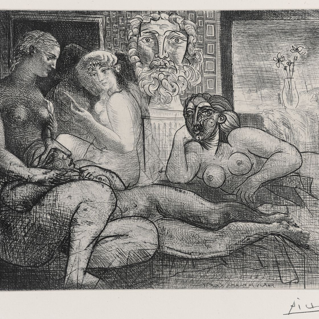 Pablo Picasso — "Четыре новые женщины и их скульптура наедине" из "Сюиты Воллар", изображение 1