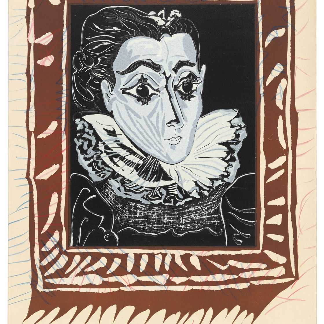Pablo Picasso — Дама в колье (Портрет Жаклин в стиле Фрейз)
