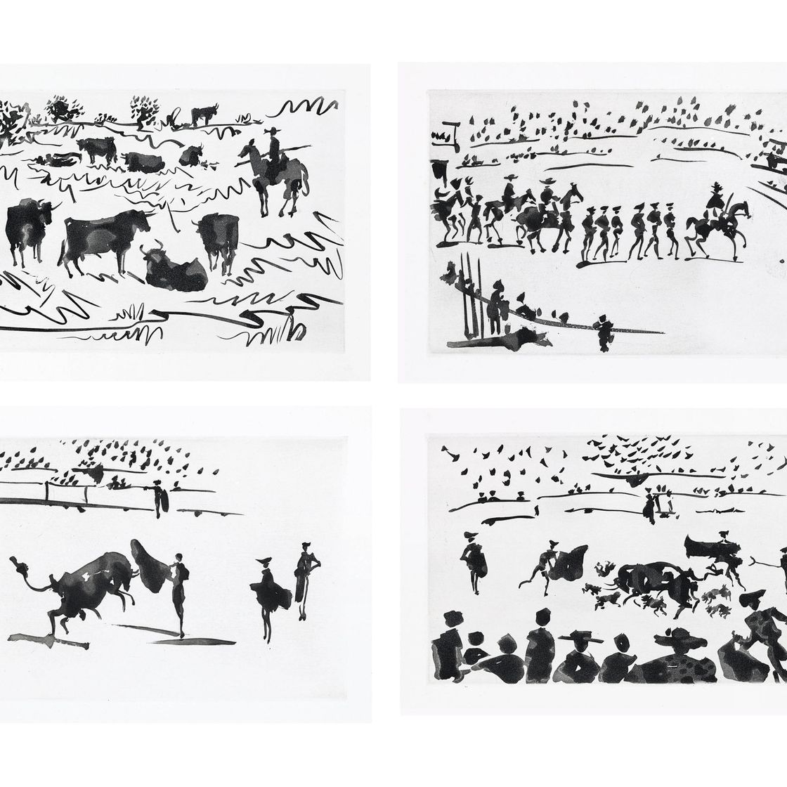 Pablo Picasso — Хосе Дельгадос, "Тавромакия об искусстве Тореара", Г. Гили, Издательство "Комета", Барселона, 1959 (стр. 950-976; стр. 970-998; стр. 100 книг)
