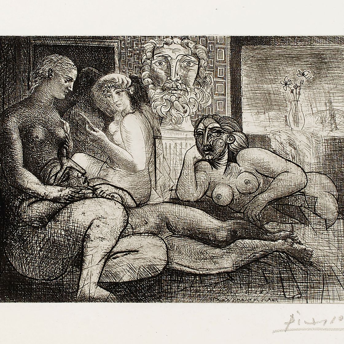 Pablo Picasso — "Четыре новые женщины и их скульптура наедине" из "Сюиты Воллар"