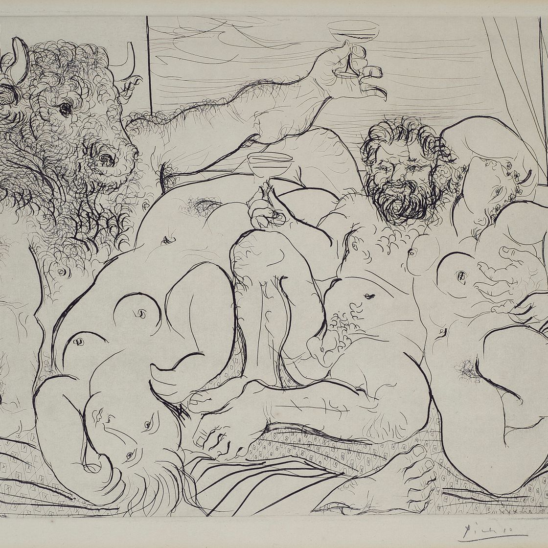 Pablo Picasso — Сцена "Вакханалия с минотавром" из "Сюиты Воллара", изображение 1