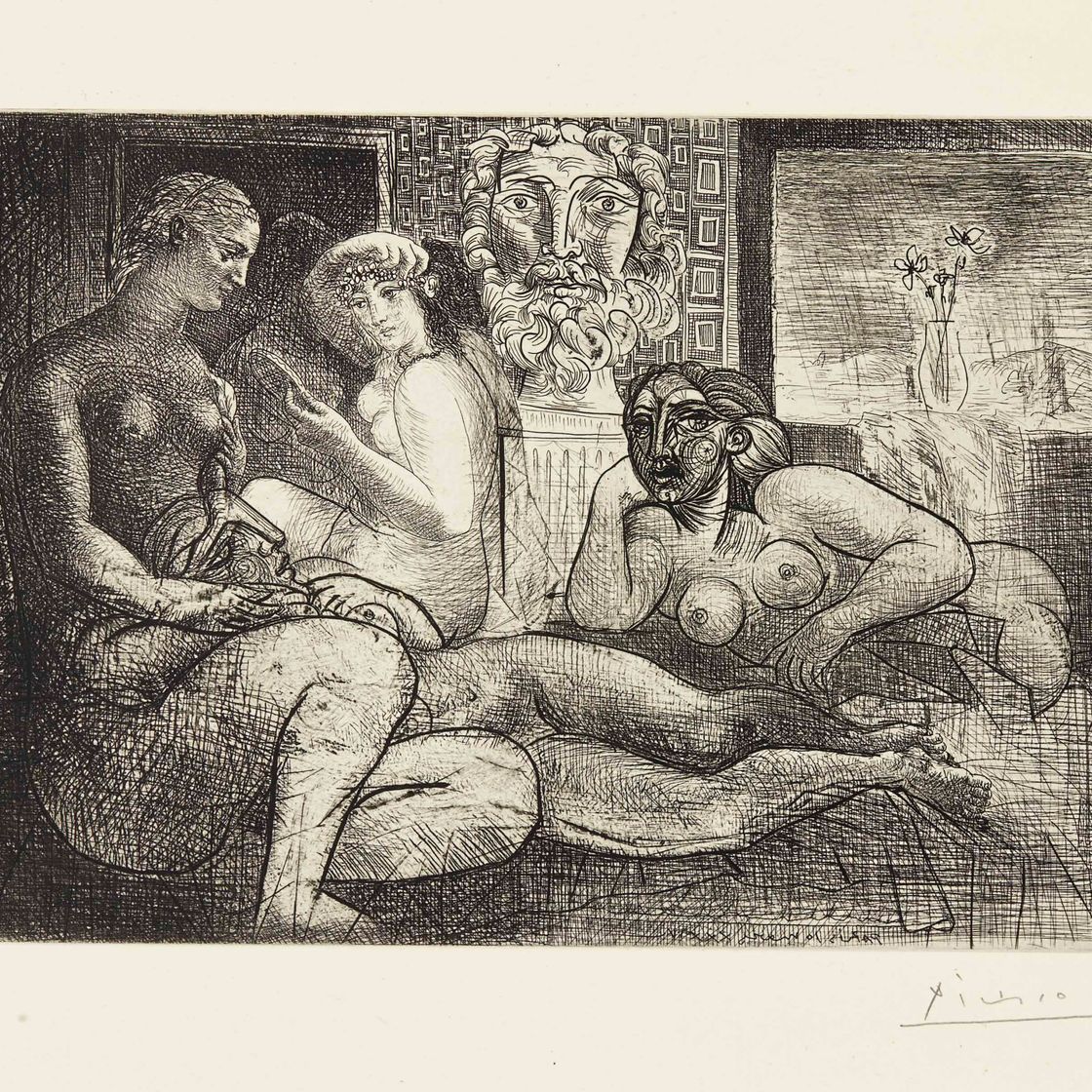 Pablo Picasso — "Четыре новые женщины и их скульптура наедине", автор: Ла Сюит Воллар