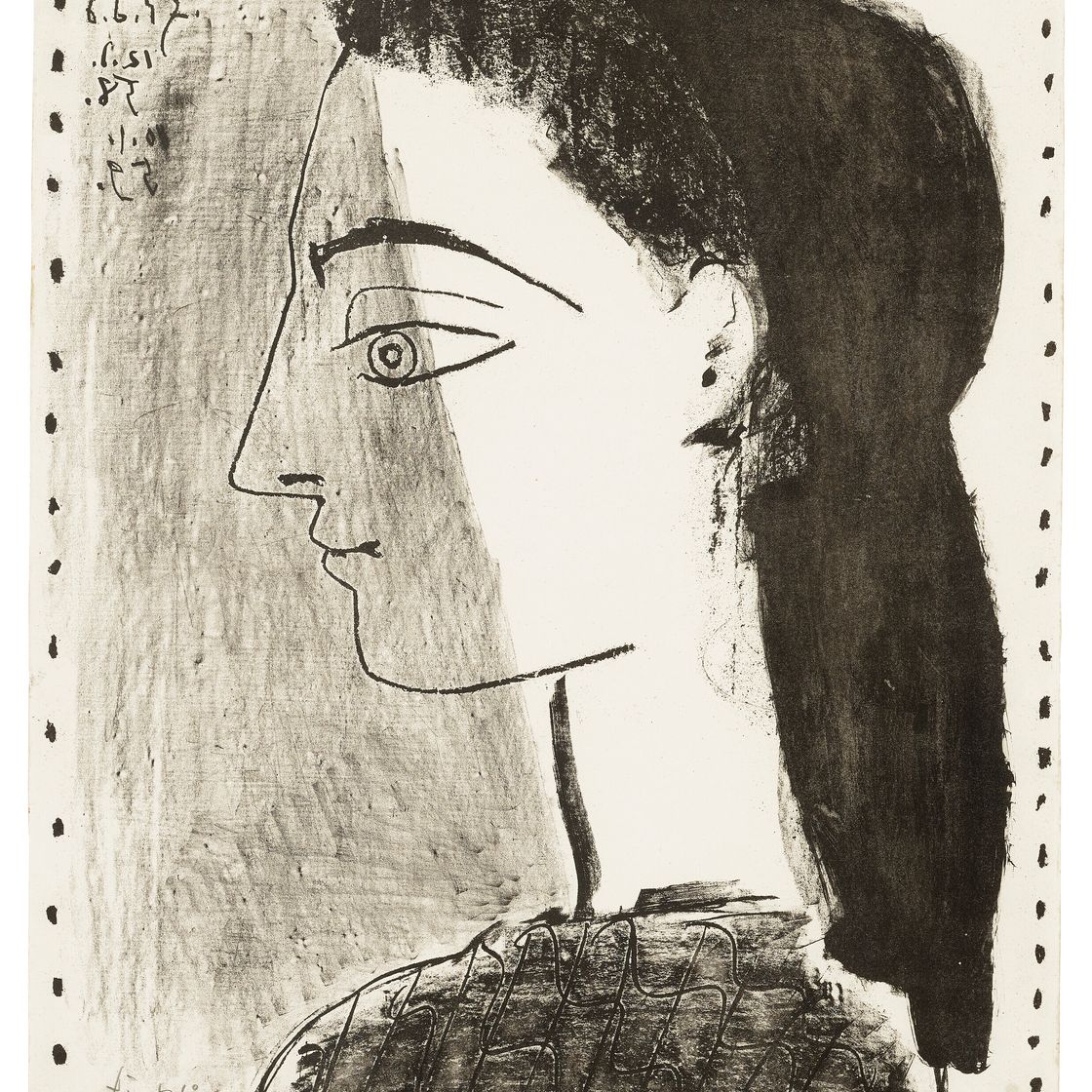 Pablo Picasso — Жаклин в черном платье, изображение 1