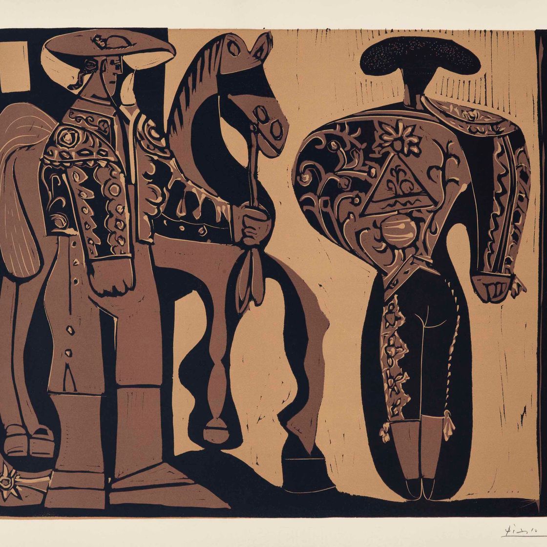 Pablo Picasso — Пикадор и тореро, сопровождающие Пасео де Куадрильяс