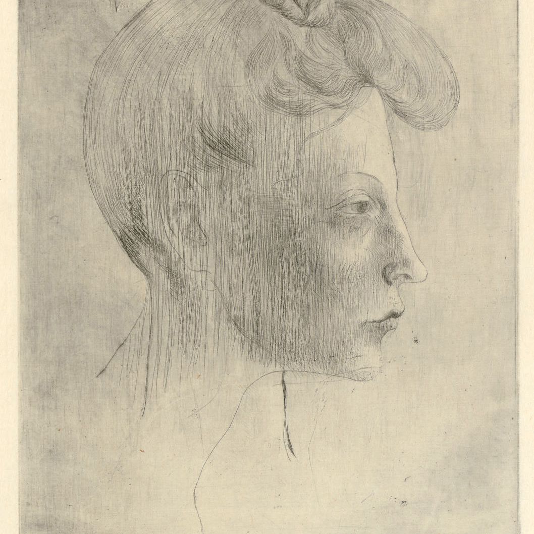 Pablo Picasso — Тет-де-Фам де-профиль из Ла Де Люкс Saltimbanques (Б. 6; БА. 7)