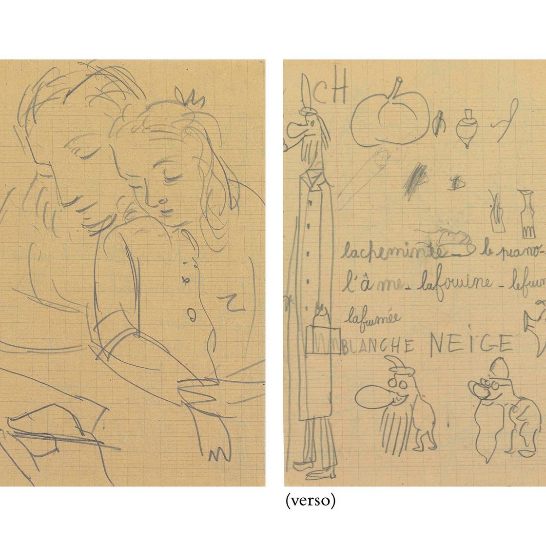 Pablo Picasso — Мария-Тереза и Майя ( лицевая сторона ); Этюды ( оборотная сторона )