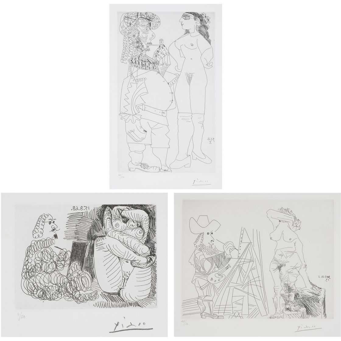 Pablo Picasso — Ла Сери 347: три отпечатка, изображение 1