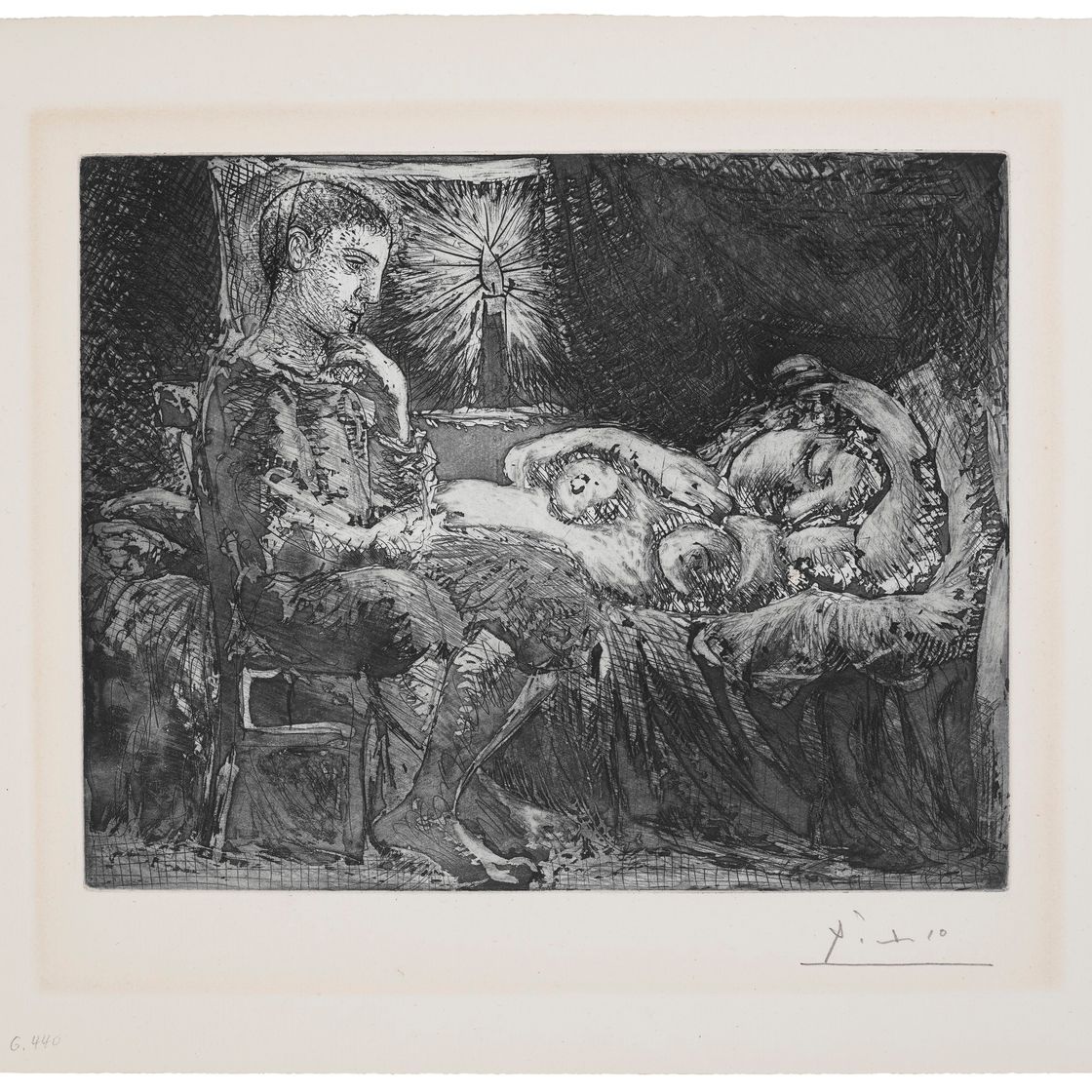 Pablo Picasso — "Гарсон и сонная девушка в канделябрах" из "Люкса Воллара", изображение 1