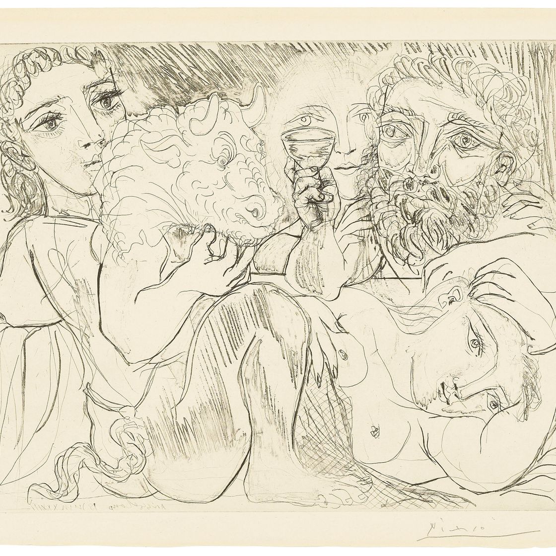 Pablo Picasso — Минотавр, мужчина и женщина, от: La Suite Vollard