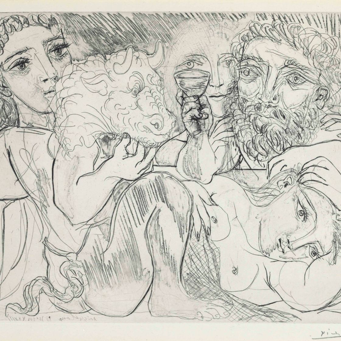 Pablo Picasso — Минотавр, мужчина и женщина, из "Сюиты Воллара"