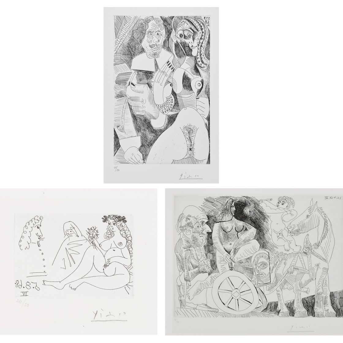 Pablo Picasso — Ла Сери 347: три отпечатка, изображение 1
