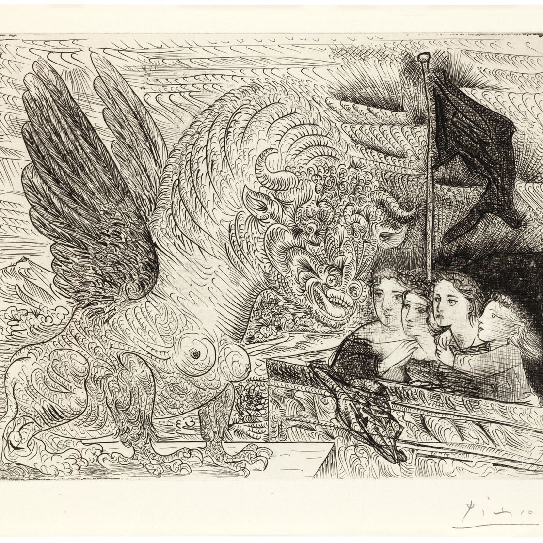 Pablo Picasso — Торо Айле созерцает четверых детей из "Сюиты Воллара"