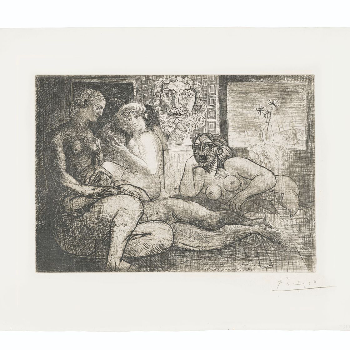 Pablo Picasso — "Четыре новые женщины и их скульптура наедине" из "Сюиты Воллар"
