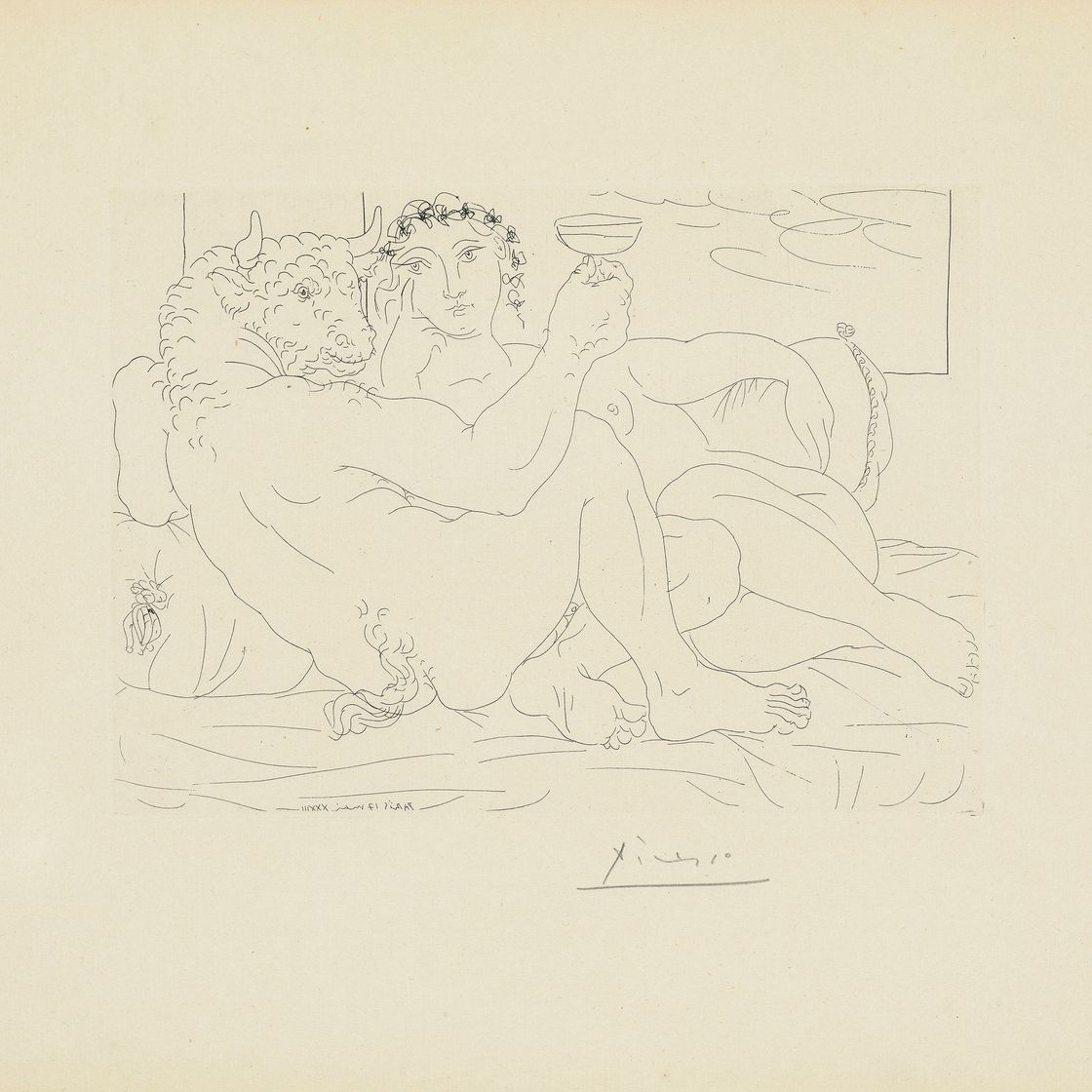 Pablo Picasso — Минотавр, в главном купе и молодая женщина, от: La Suite Vollard