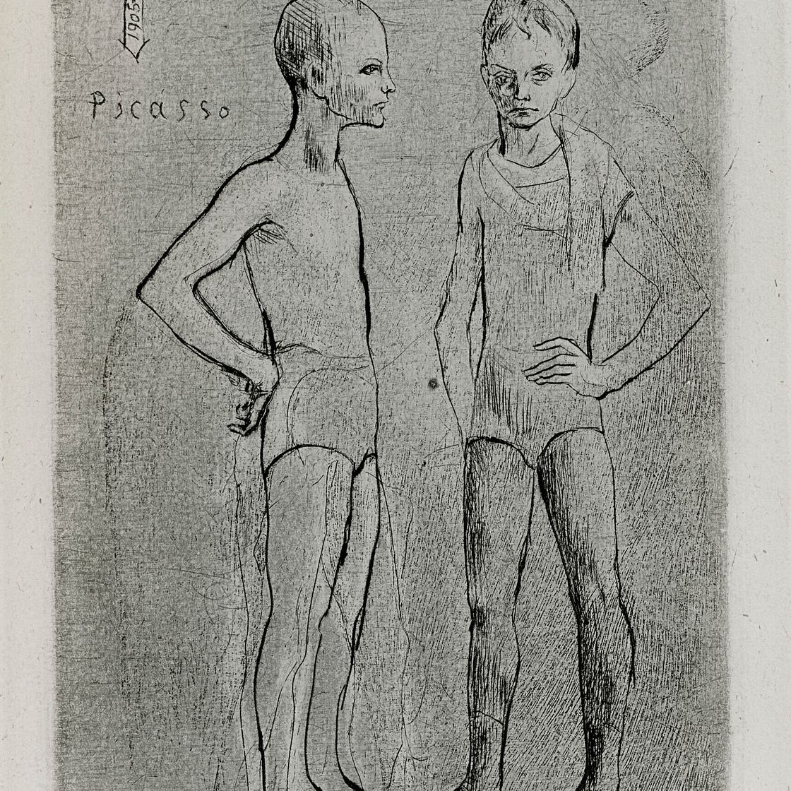 Pablo Picasso — "Двое сальтимбанков" из "Свиты Сальтимбанков", изображение 1