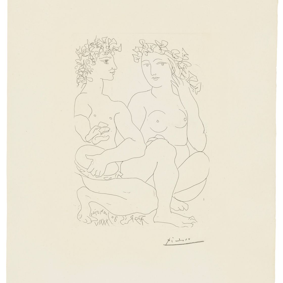 Pablo Picasso — Молодая пара набирает обороты, человек с бубном, от: La Suite Vollard