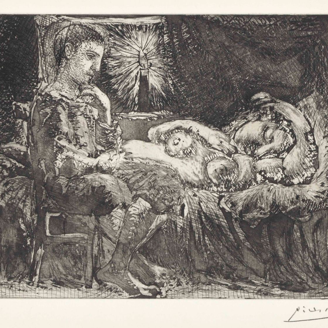 Pablo Picasso — "Гарсон и сонная девушка в канделябрах" из "Люкса Воллара"