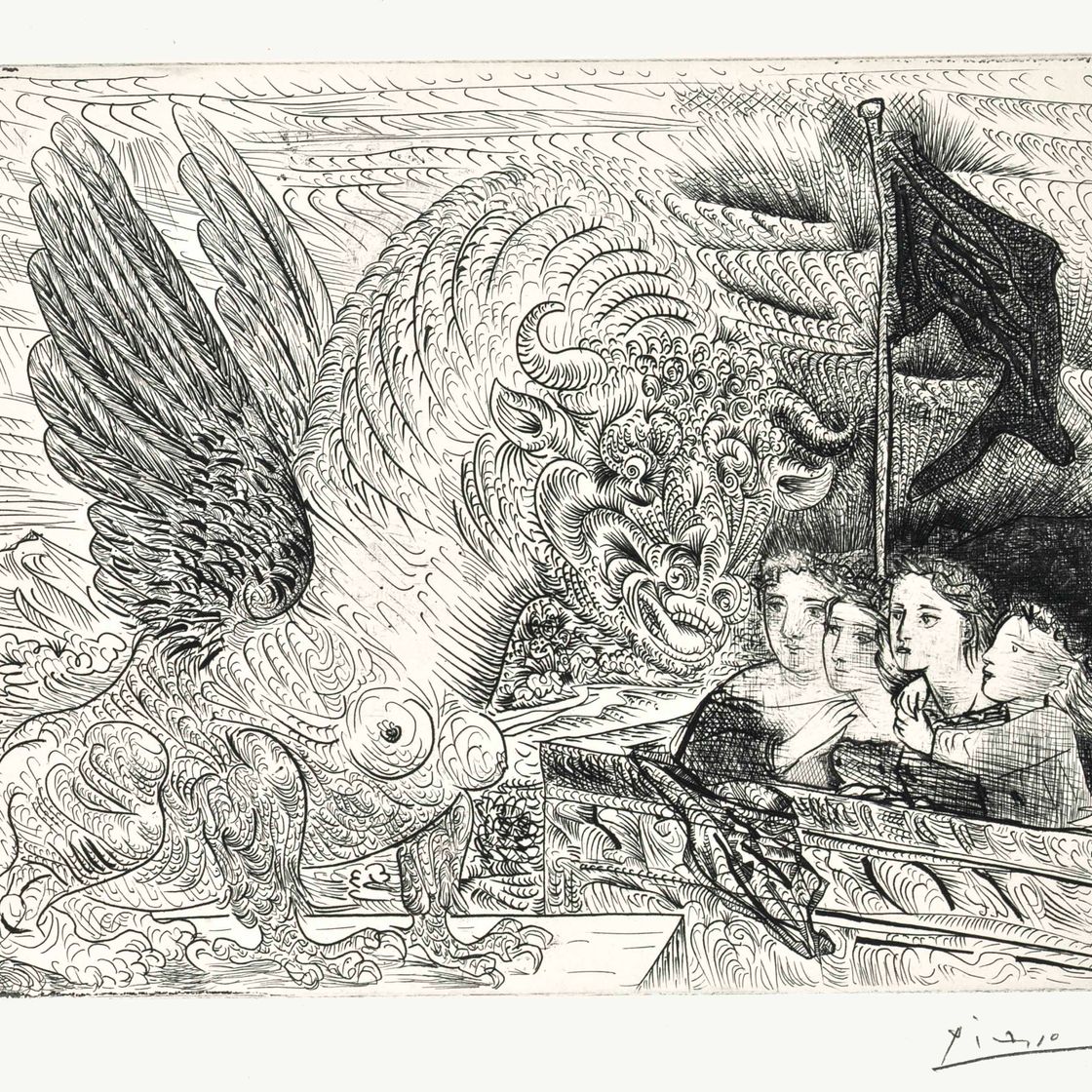 Pablo Picasso — Торо Айле созерцает четверых детей из "Сюиты Воллара"