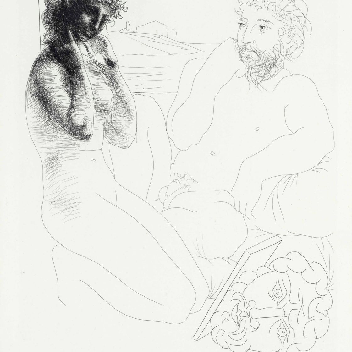 Pablo Picasso — Скульптор и модель Аженуйе из "Ла Сюит Воллар"