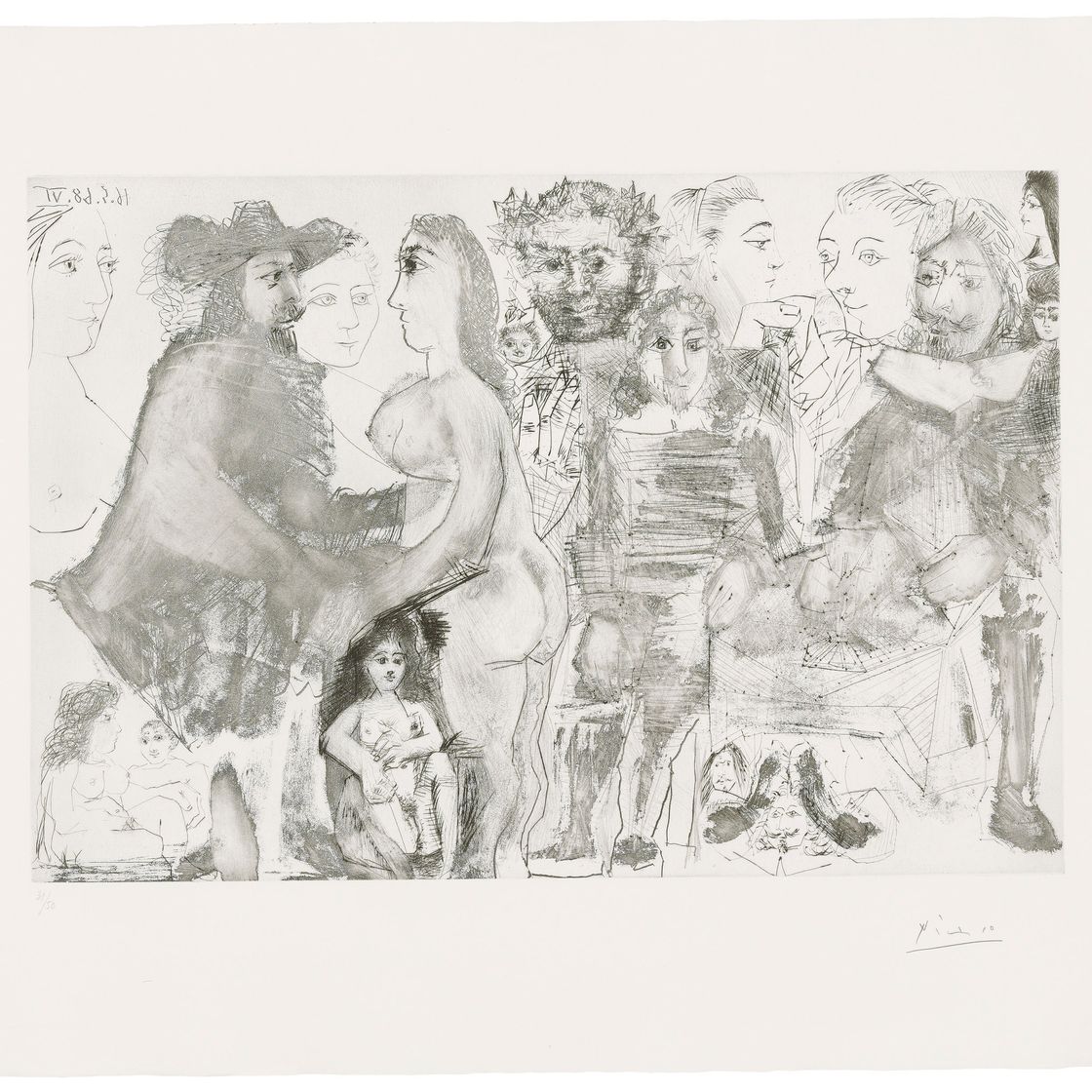 Pablo Picasso — Мушкетер, принадлежащий молодой девушке, олицетворяющей жизнь, фото 97 из "Ла Сери 347".