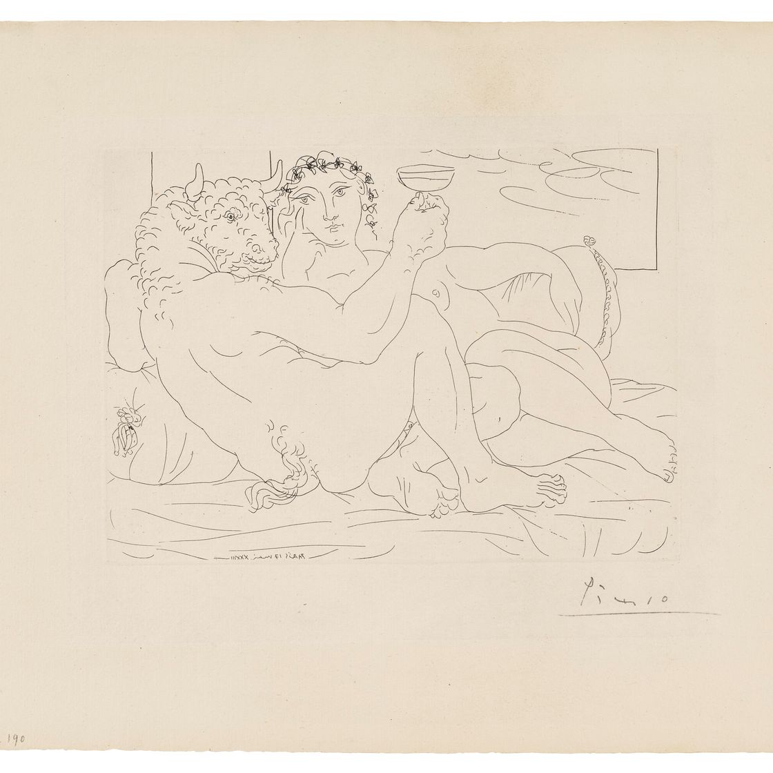 Pablo Picasso — Минотавр, в главном купе и молодая женщина, от: La Suite Vollard