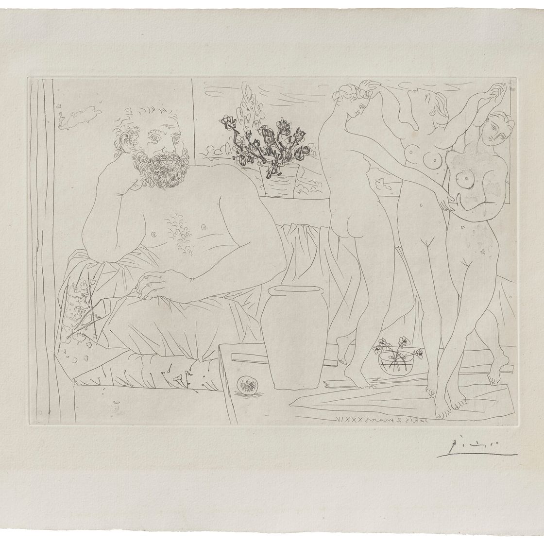 Pablo Picasso — Скульптор и трое танцовщиц из "Ла Сюит Воллар", изображение 3