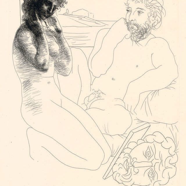 Pablo Picasso — Скульптор и модель Аженуйе из "Сюиты Воллара" (B. 178; Ba. 331)