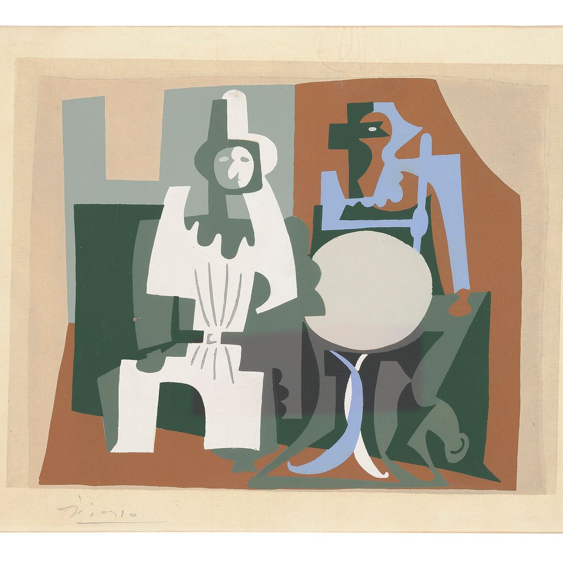 Pablo Picasso — Пьеро и Арлекин на террасе кафе