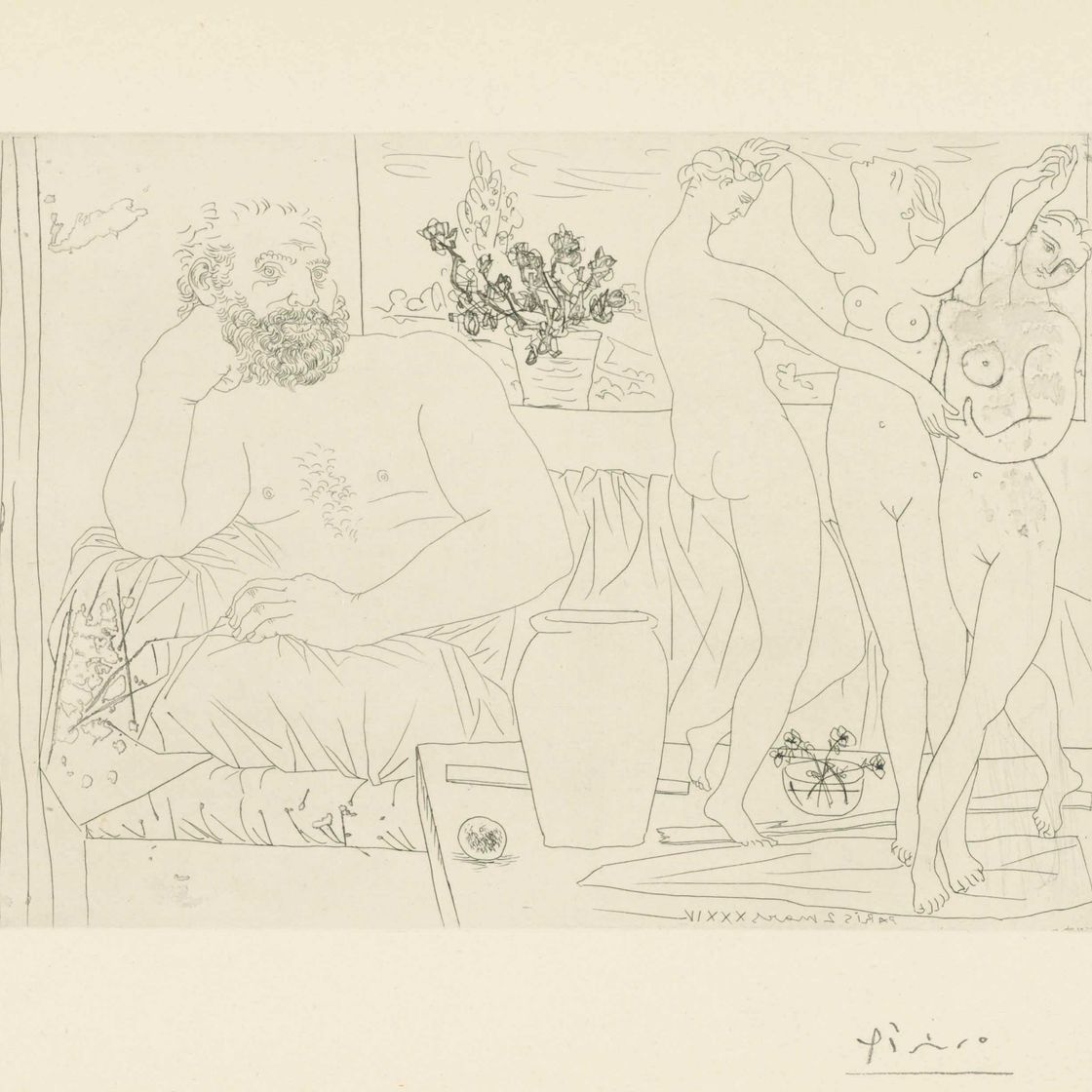 Pablo Picasso — Скульптор и трое танцовщиц, автор: Ла Сюит Воллар