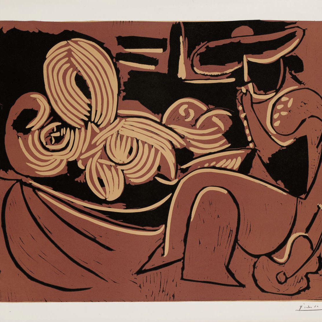 Pablo Picasso — Женская грудь и мужчина на гитаре (B. 916; Ba. 1234 IIB)