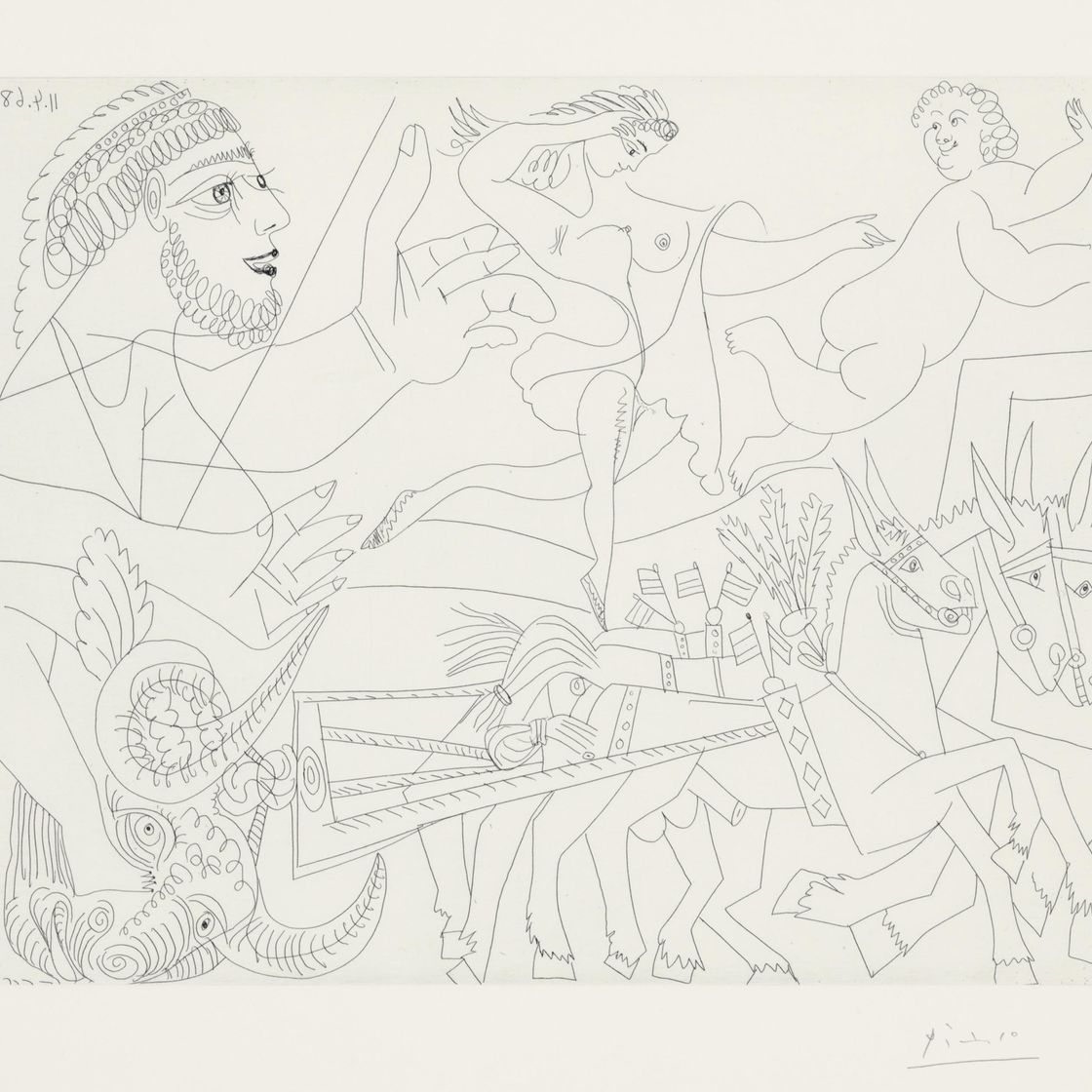 Pablo Picasso — Эль-Аррастре, авек Экюйер и Путто, из серии 347 (1509 г. до н.э.; 1525 г. до н.э.)
