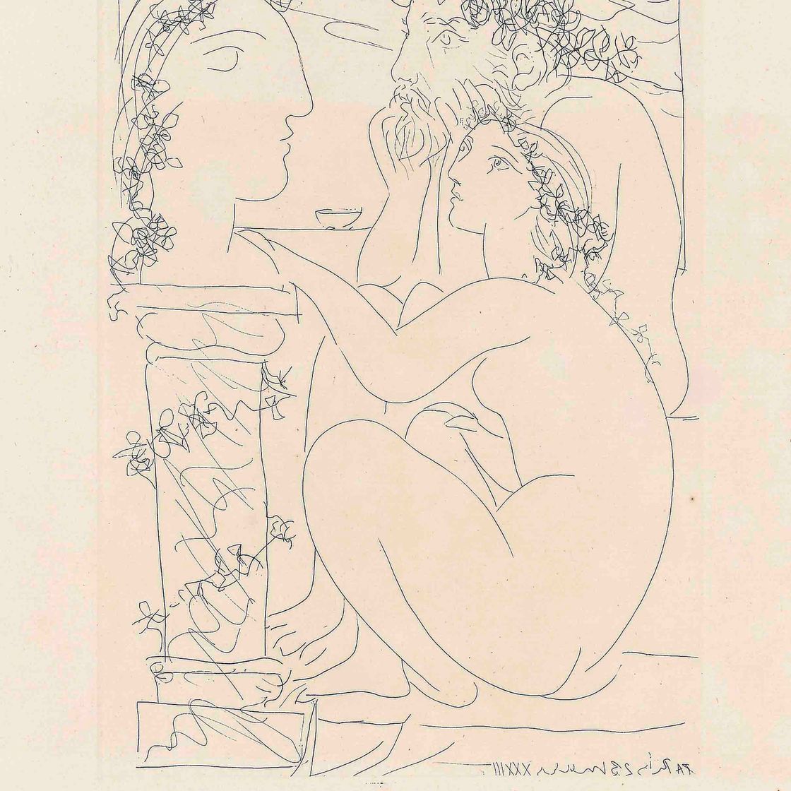 Pablo Picasso — Скульптор и поклонник моделей с глазу на глаз, из "Сюиты Воллара" (стр. 154; стр. 307)