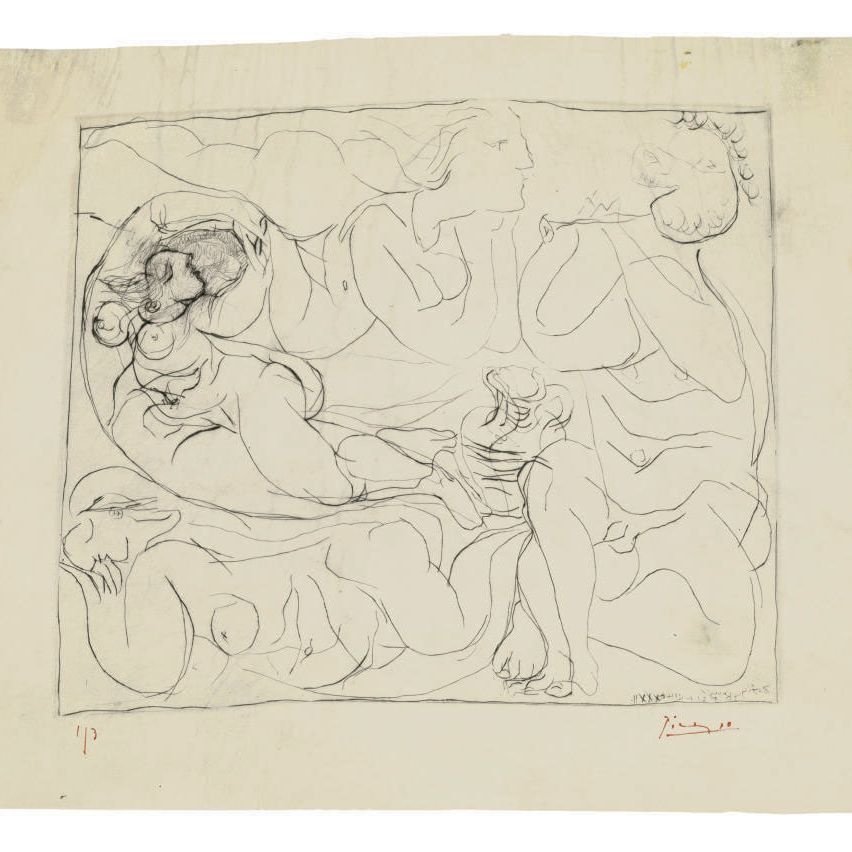 Pablo Picasso — Флейтист и три молодые женщины (стр. 144; стр. 258)