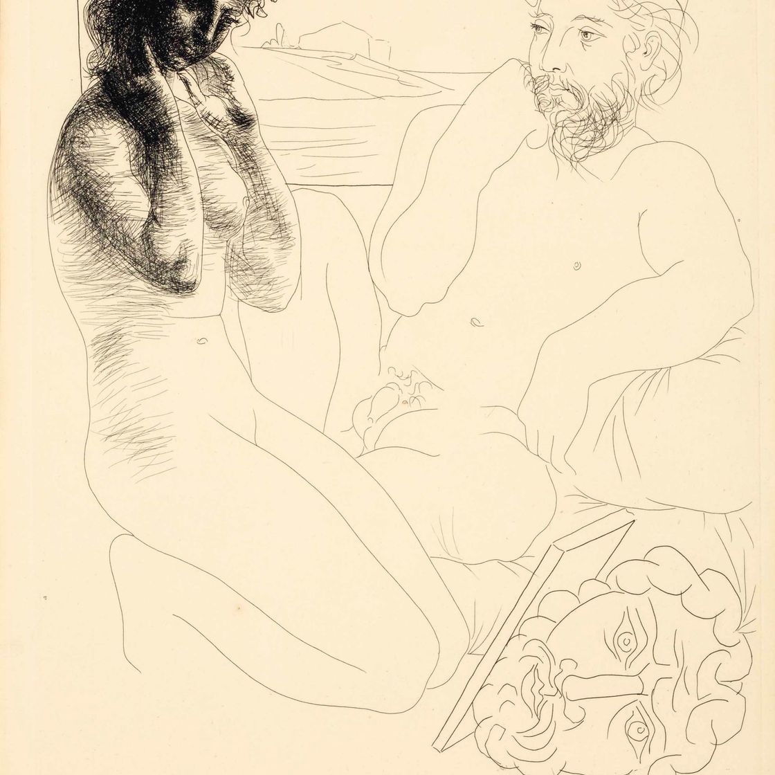 Pablo Picasso — Скульптор и модель Аженуйе из "Ла Сюит Воллар"