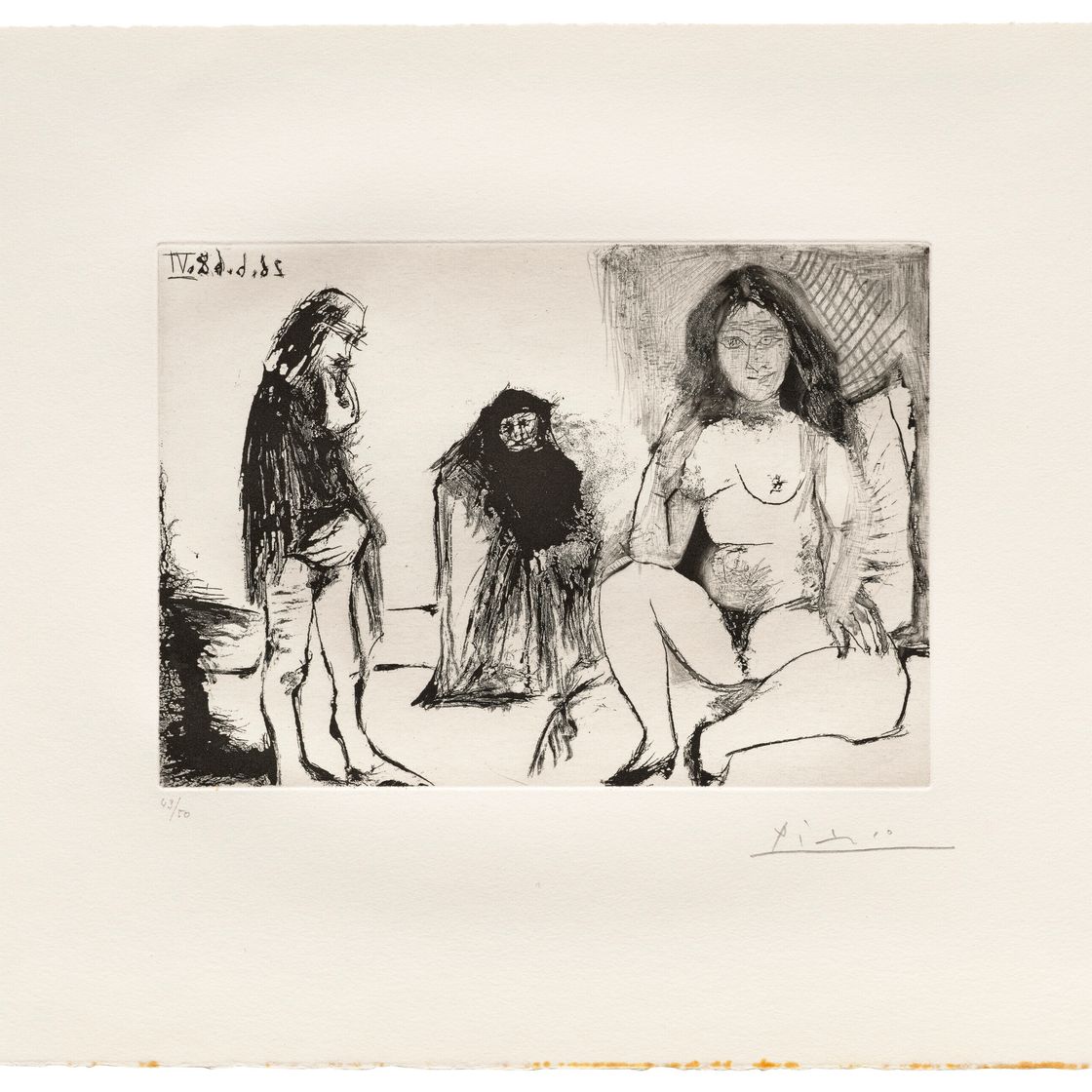 Pablo Picasso — Мужчина с пенсией для молодой женщины, от Селестины, из серии 347