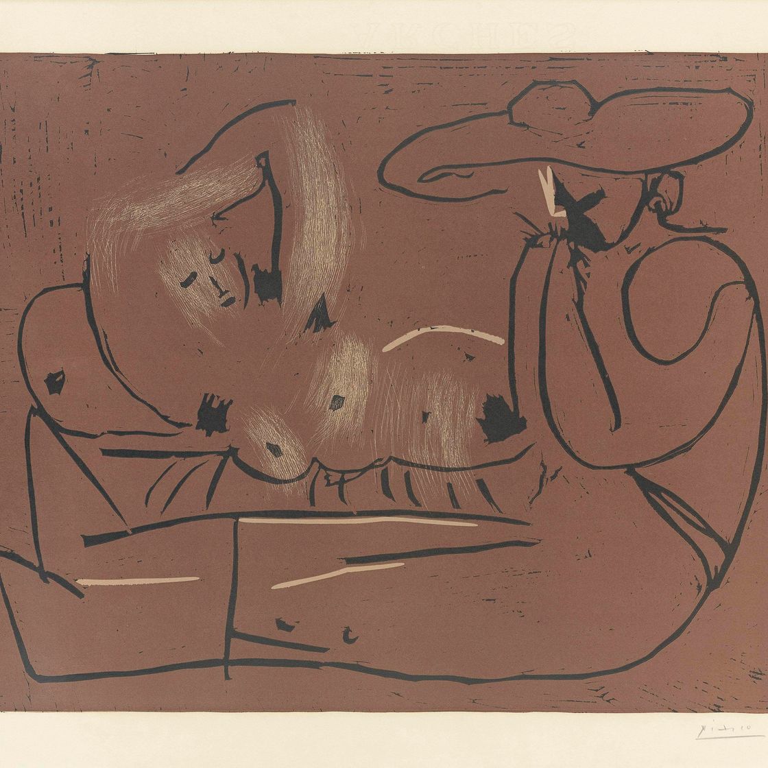 Pablo Picasso — Женское платье-кушетка и мужчина с большой прической (Р. 919; Р. 1236)