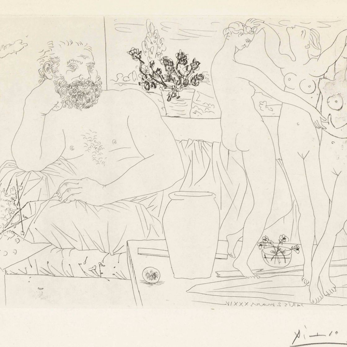 Pablo Picasso — Скульптор и трое танцовщиц из "Ла Сюит Воллар"