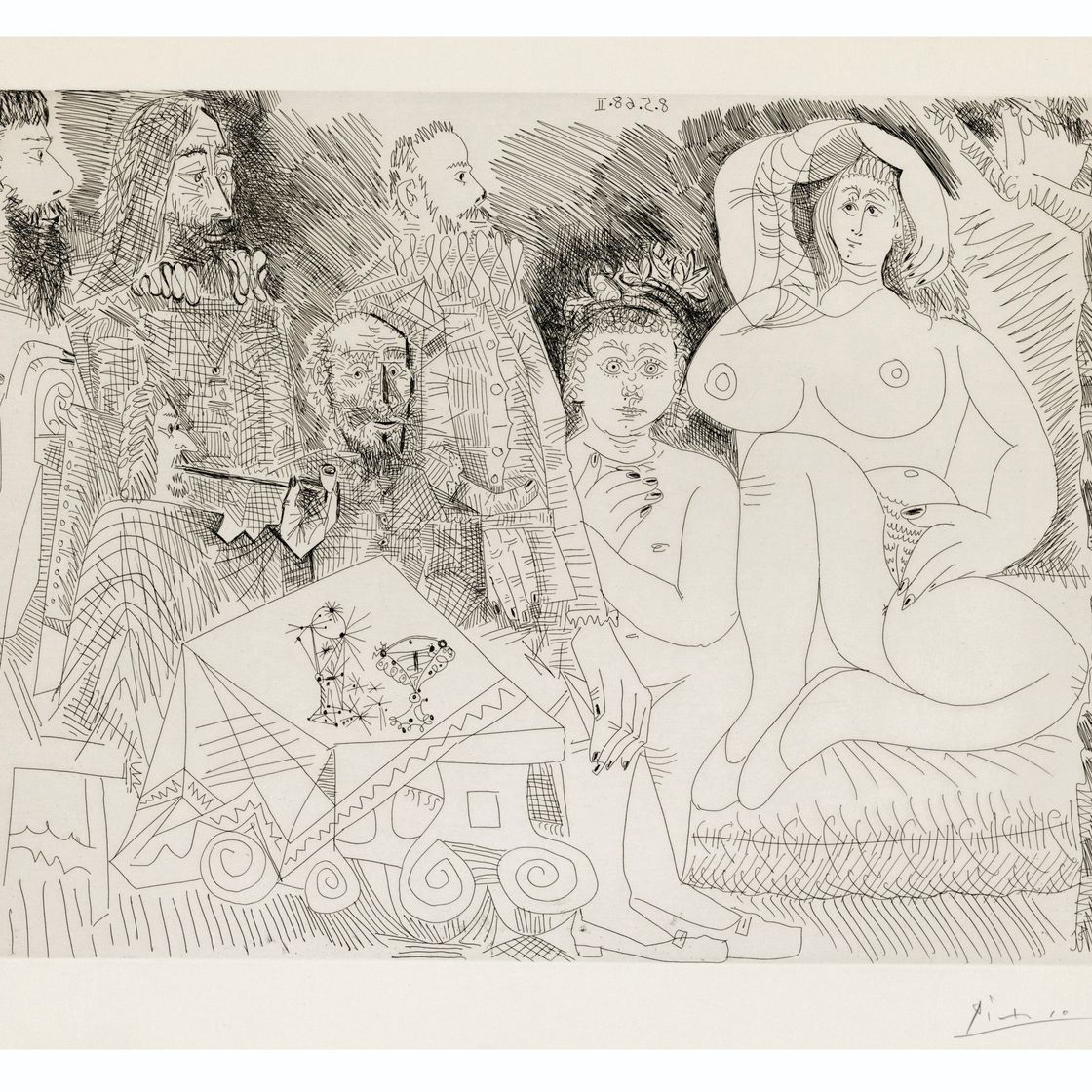 Pablo Picasso — Автор Селестины: Коллекция в саду, рядом с молодым Бахусом Гра, из: Séries 347, изображение 1