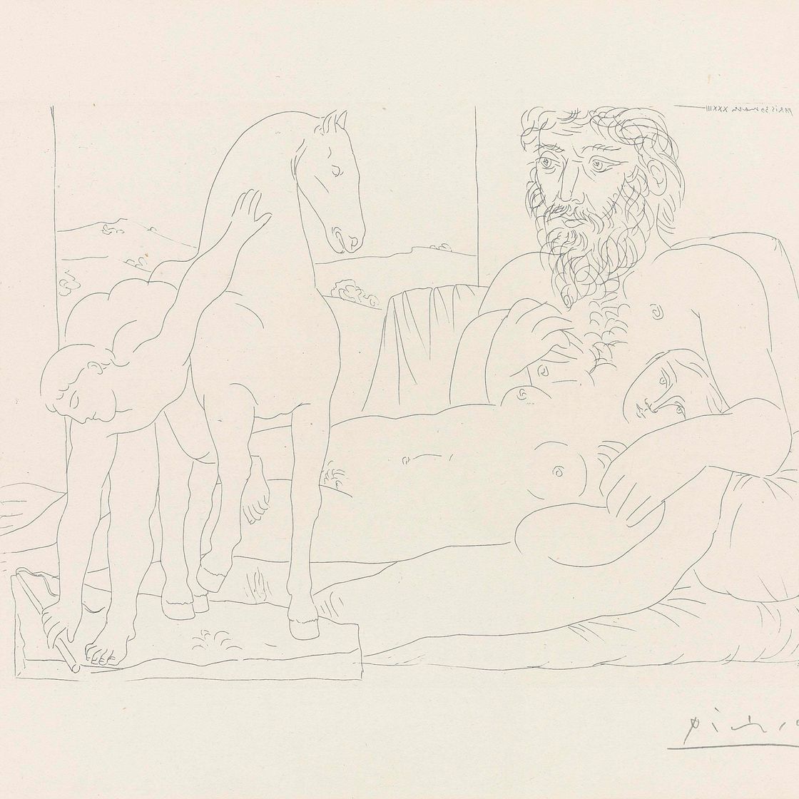 Pablo Picasso — Портрет скульптора, создавшего молодого кавалера, от: La Suite Vollard (B. 164; Ba. 317)